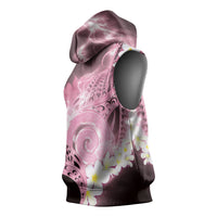 Piko Hawaiian Sleeveless Hoodie Pink Galaxy Spiral Plumeria Tribal Patterns
