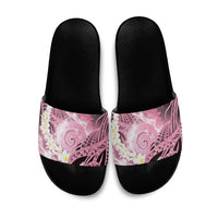Piko Hawaiian Slide Sandals Pink Galaxy Spiral Plumeria Tribal Patterns