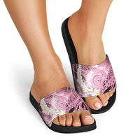 Piko Hawaiian Slide Sandals Pink Galaxy Spiral Plumeria Tribal Patterns