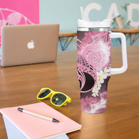 Piko Hawaiian Tumbler With Handle Pink Galaxy Spiral Plumeria Tribal Patterns