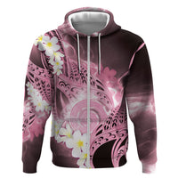 Piko Hawaiian Zip Hoodie Pink Galaxy Spiral Plumeria Tribal Patterns