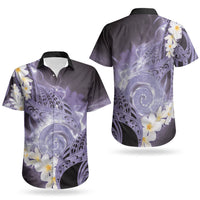 Piko Hawaiian Couples Matching Mermaid Dress and Hawaiian Shirt Purple Galaxy Spiral Plumeria Tribal Patterns