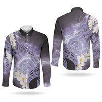 Piko Hawaiian Couples Matching Off Shoulder Maxi Dress and Long Sleeve Button Shirt Purple Galaxy Spiral Plumeria Tribal Patterns