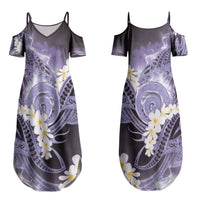 Piko Hawaiian Couples Matching Summer Maxi Dress and Long Sleeve Button Shirt Purple Galaxy Spiral Plumeria Tribal Patterns