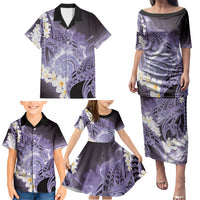 Piko Hawaiian Family Matching Puletasi and Hawaiian Shirt Purple Galaxy Spiral Plumeria Tribal Patterns