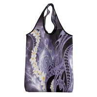 Piko Hawaiian Grocery Bag Purple Galaxy Spiral Plumeria Tribal Patterns
