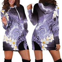 Piko Hawaiian Hoodie Dress Purple Galaxy Spiral Plumeria Tribal Patterns
