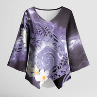 Piko Hawaiian Kimono Sleeve Blouse Purple Galaxy Spiral Plumeria Tribal Patterns