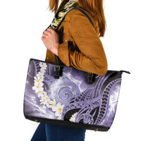 Piko Hawaiian Leather Tote Bag Purple Galaxy Spiral Plumeria Tribal Patterns
