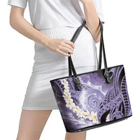 Piko Hawaiian Leather Tote Bag Purple Galaxy Spiral Plumeria Tribal Patterns