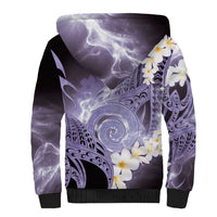 Piko Hawaiian Sherpa Hoodie Purple Galaxy Spiral Plumeria Tribal Patterns