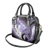 Piko Hawaiian Shoulder Handbag Purple Galaxy Spiral Plumeria Tribal Patterns
