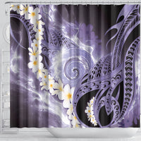 Piko Hawaiian Shower Curtain Purple Galaxy Spiral Plumeria Tribal Patterns