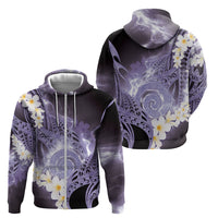 Piko Hawaiian Zip Hoodie Purple Galaxy Spiral Plumeria Tribal Patterns
