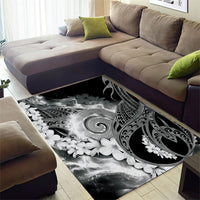 Piko Hawaiian Area Rug Monochrome Galaxy Spiral Plumeria Tribal Patterns