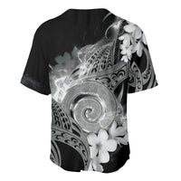 Piko Hawaiian Baseball Jersey Monochrome Galaxy Spiral Plumeria Tribal Patterns