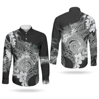 Piko Hawaiian Couples Matching Tank Maxi Dress and Long Sleeve Button Shirt Monochrome Galaxy Spiral Plumeria Tribal Patterns