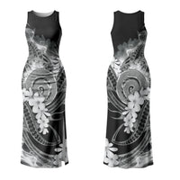 Piko Hawaiian Family Matching Tank Maxi Dress and Hawaiian Shirt Monochrome Galaxy Spiral Plumeria Tribal Patterns