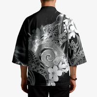 Piko Hawaiian Kimono Monochrome Galaxy Spiral Plumeria Tribal Patterns