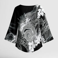 Piko Hawaiian Kimono Sleeve Blouse Monochrome Galaxy Spiral Plumeria Tribal Patterns