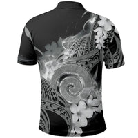 Piko Hawaiian Polo Shirt Monochrome Galaxy Spiral Plumeria Tribal Patterns