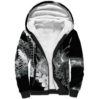 Piko Hawaiian Sherpa Hoodie Monochrome Galaxy Spiral Plumeria Tribal Patterns