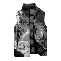 Piko Hawaiian Sleeveless Puffer Jacket Monochrome Galaxy Spiral Plumeria Tribal Patterns
