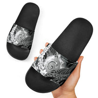 Piko Hawaiian Slide Sandals Monochrome Galaxy Spiral Plumeria Tribal Patterns
