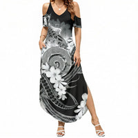 Piko Hawaiian Summer Maxi Dress Monochrome Galaxy Spiral Plumeria Tribal Patterns