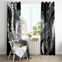 Piko Hawaiian Window Curtain Monochrome Galaxy Spiral Plumeria Tribal Patterns