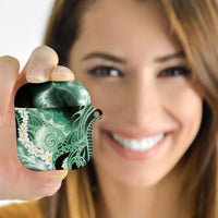 Piko Hawaiian AirPods Case Green Galaxy Spiral Plumeria Tribal Patterns