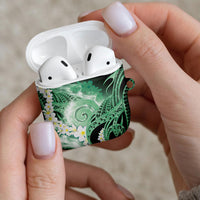 Piko Hawaiian AirPods Case Green Galaxy Spiral Plumeria Tribal Patterns