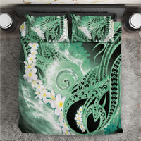 Piko Hawaiian Bedding Set Green Galaxy Spiral Plumeria Tribal Patterns
