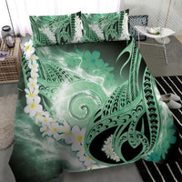 Piko Hawaiian Bedding Set Green Galaxy Spiral Plumeria Tribal Patterns