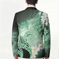 Piko Hawaiian Blazer Green Galaxy Spiral Plumeria Tribal Patterns
