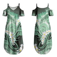 Piko Hawaiian Couples Matching Summer Maxi Dress and Long Sleeve Button Shirt Green Galaxy Spiral Plumeria Tribal Patterns
