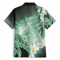 Piko Hawaiian Hawaiian Shirt Green Galaxy Spiral Plumeria Tribal Patterns