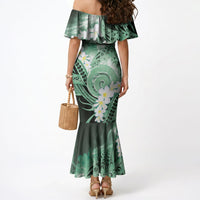 Piko Hawaiian Mermaid Dress Green Galaxy Spiral Plumeria Tribal Patterns
