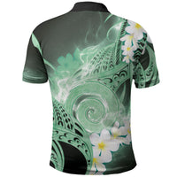 Piko Hawaiian Polo Shirt Green Galaxy Spiral Plumeria Tribal Patterns