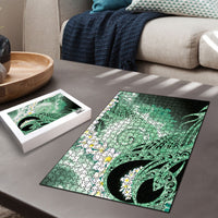 Piko Hawaiian Puzzle Green Galaxy Spiral Plumeria Tribal Patterns