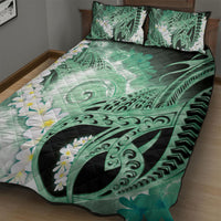 Piko Hawaiian Quilt Bed Set Green Galaxy Spiral Plumeria Tribal Patterns