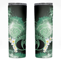 Piko Hawaiian Skinny Tumbler Green Galaxy Spiral Plumeria Tribal Patterns