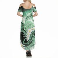 Piko Hawaiian Summer Maxi Dress Green Galaxy Spiral Plumeria Tribal Patterns