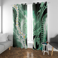 Piko Hawaiian Window Curtain Green Galaxy Spiral Plumeria Tribal Patterns
