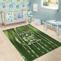 Personalised Fiji Language Week Sugarcane Masi Area Rug Green Tapa Tribal Pattern