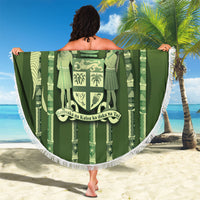 Personalised Fiji Language Week Sugarcane Masi Beach Blanket Green Tapa Tribal Pattern