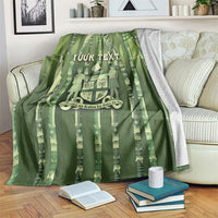 Personalised Fiji Language Week Sugarcane Masi Blanket Green Tapa Tribal Pattern