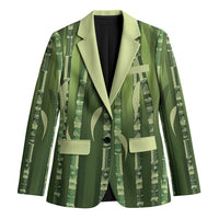 Personalised Fiji Language Week Sugarcane Masi Blazer Green Tapa Tribal Pattern