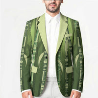 Personalised Fiji Language Week Sugarcane Masi Blazer Green Tapa Tribal Pattern