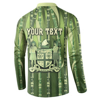 Personalised Fiji Language Week Sugarcane Masi Button Sweatshirt Green Tapa Tribal Pattern